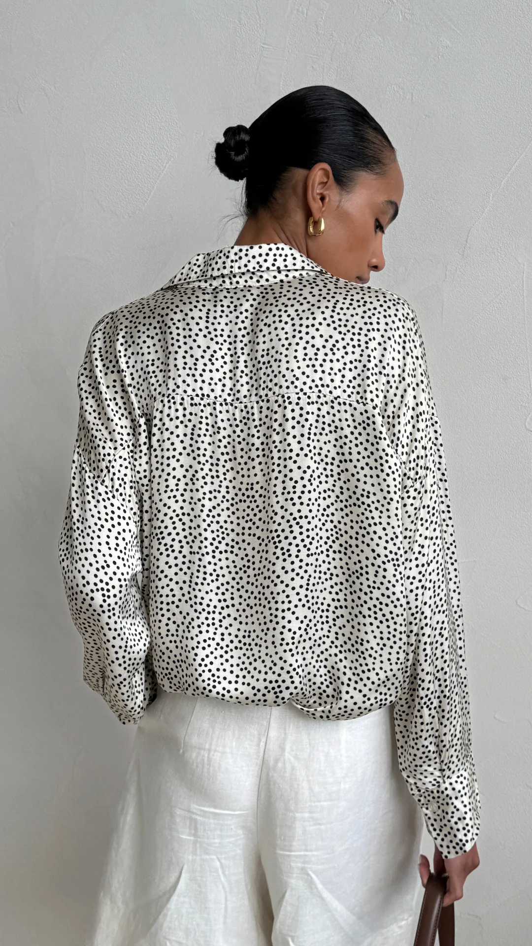 Rhea Silk Shirt - Ivory Polka Dots - Image 7