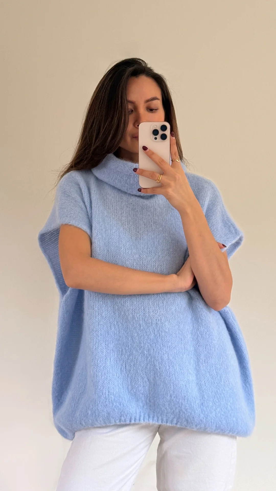 Rhonda Roll Neck Alpaca Sweater - Sky Blue - Image 3