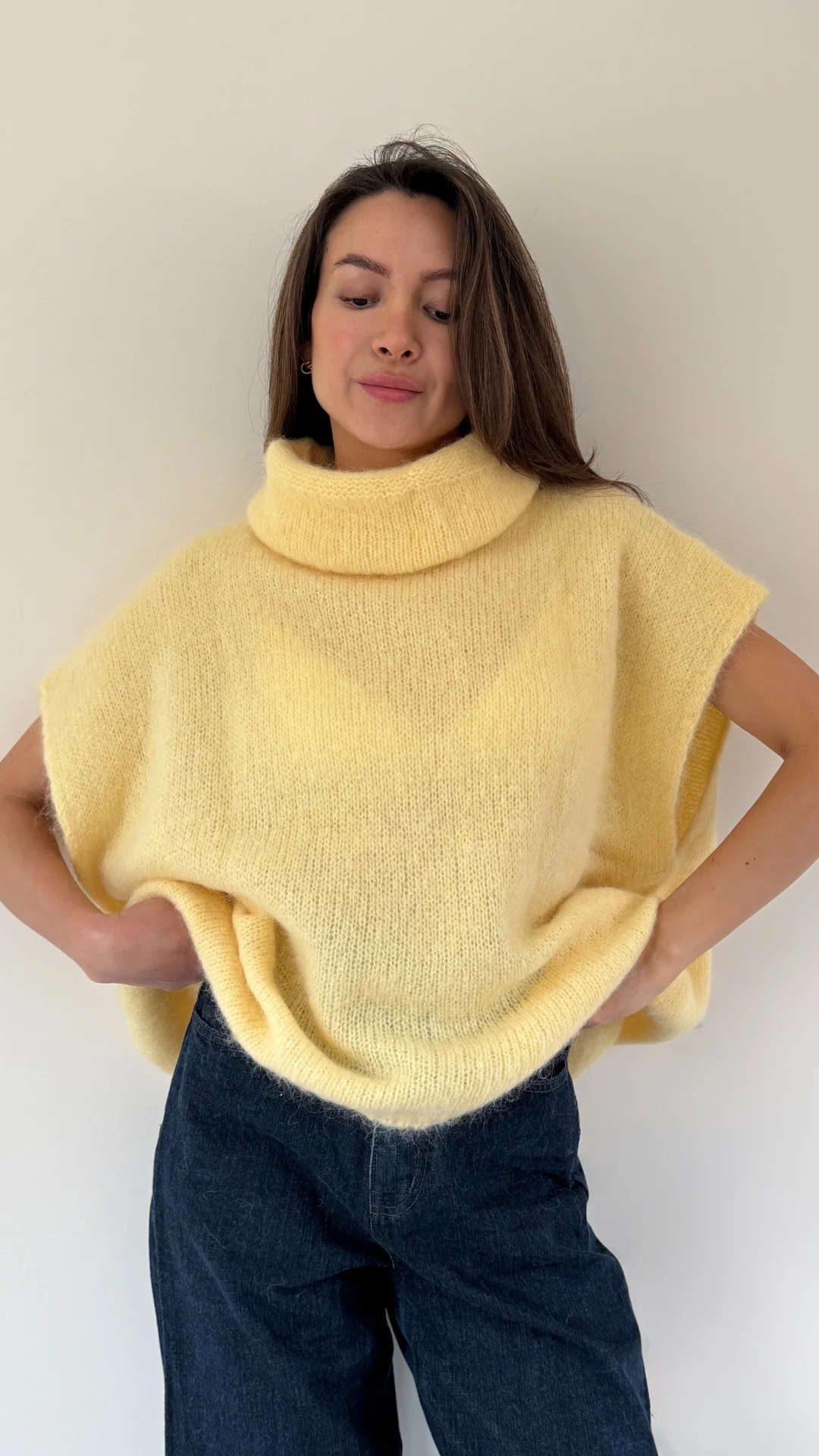 Rhonda Roll Neck Alpaca Sweater - Soft Yellow - Image 3