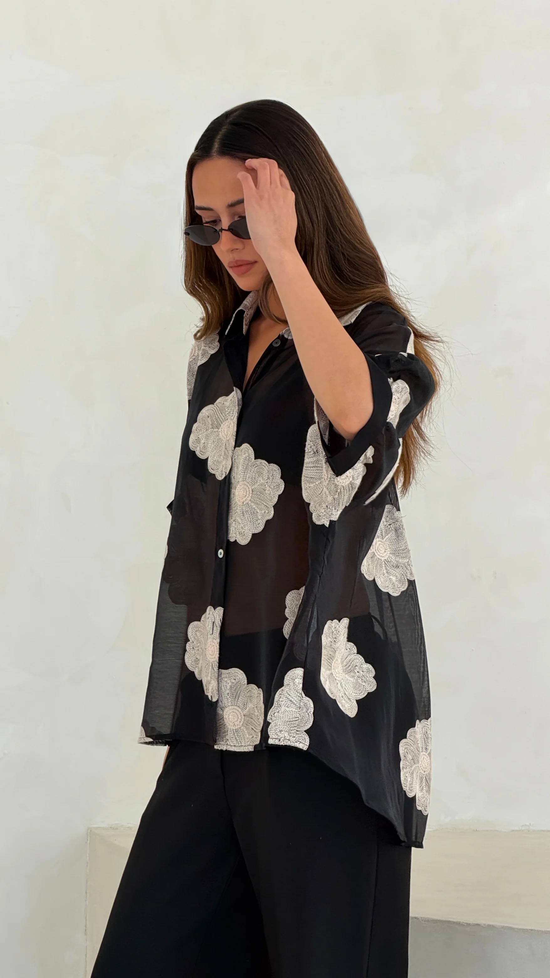 Rosie Embroidered Shirt - Black - Image 10