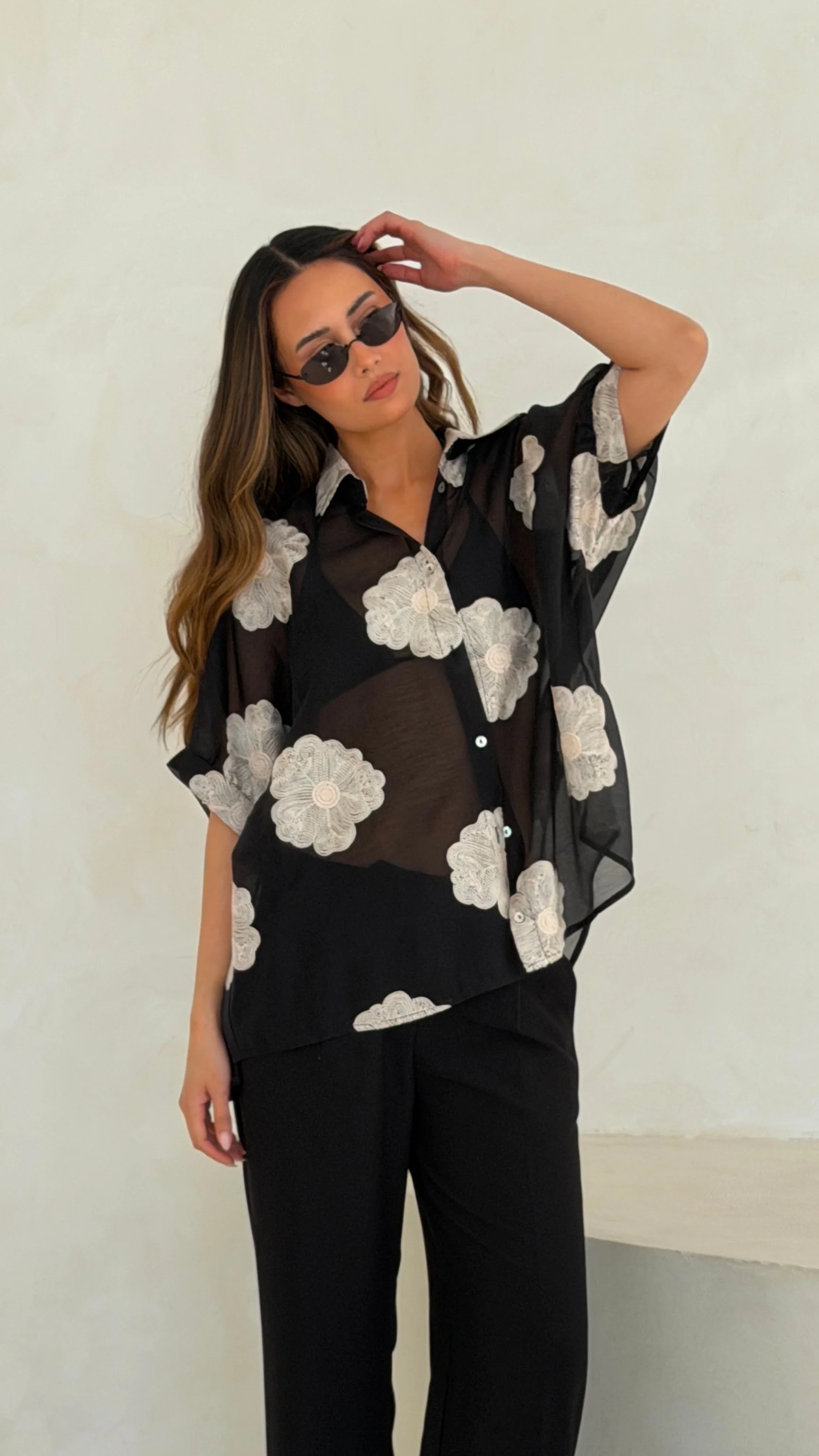 Rosie Embroidered Shirt - Black - Image 13