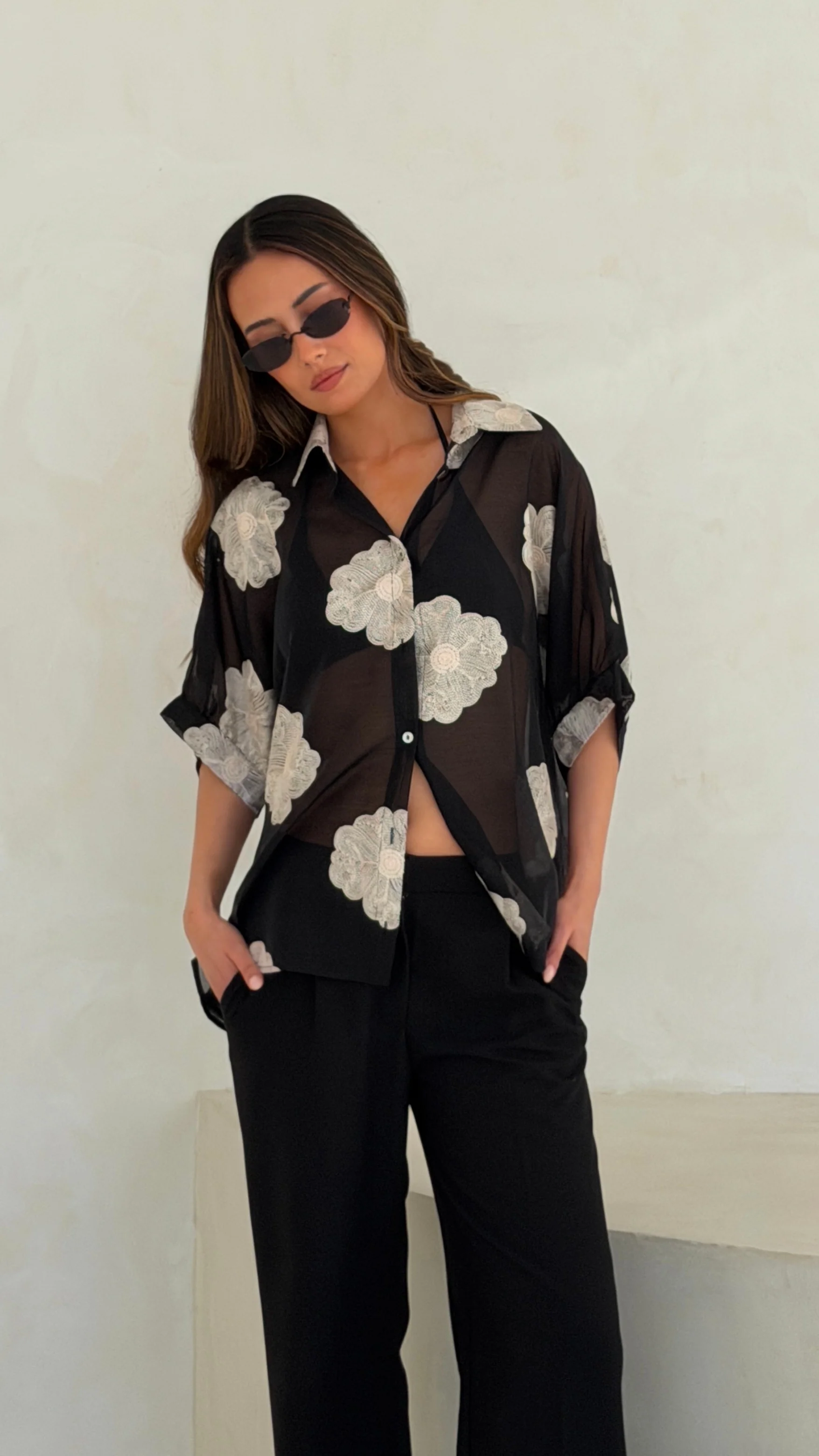 Rosie Embroidered Shirt - Black - Image 4