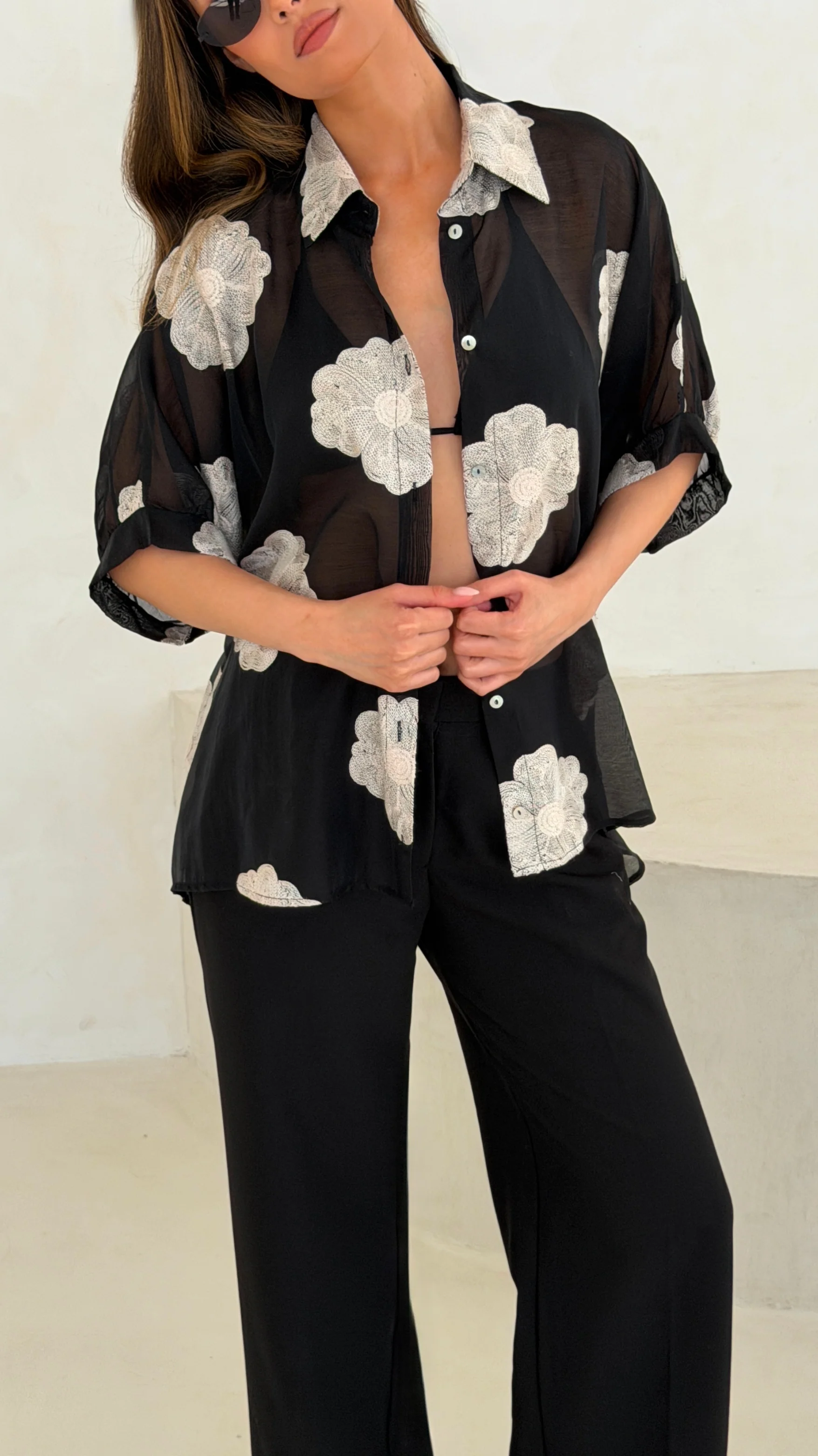 Rosie Embroidered Shirt - Black - Image 8