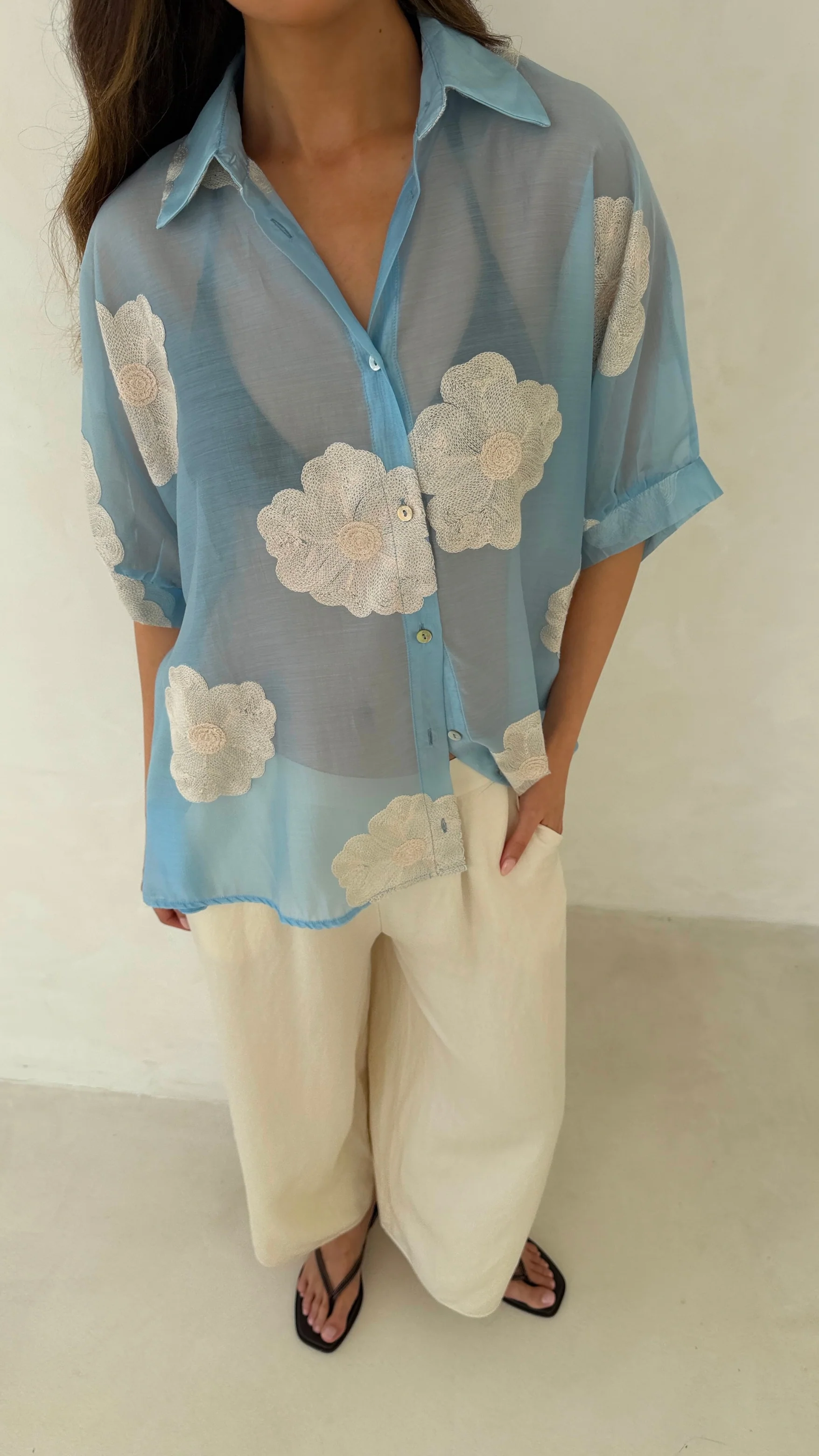 Rosie Embroidered Shirt - Blue - Image 15