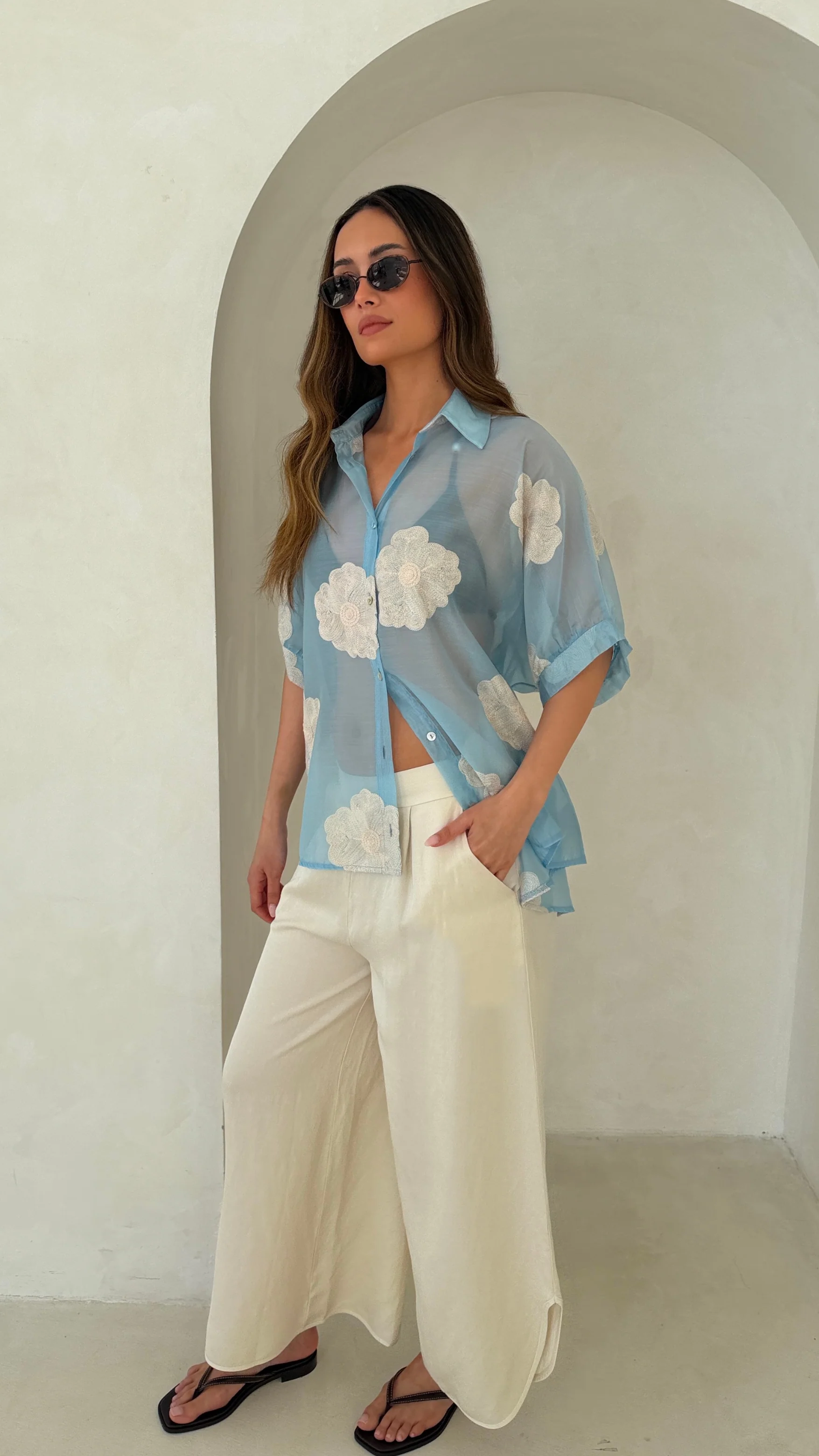 Rosie Embroidered Shirt - Blue - Image 9