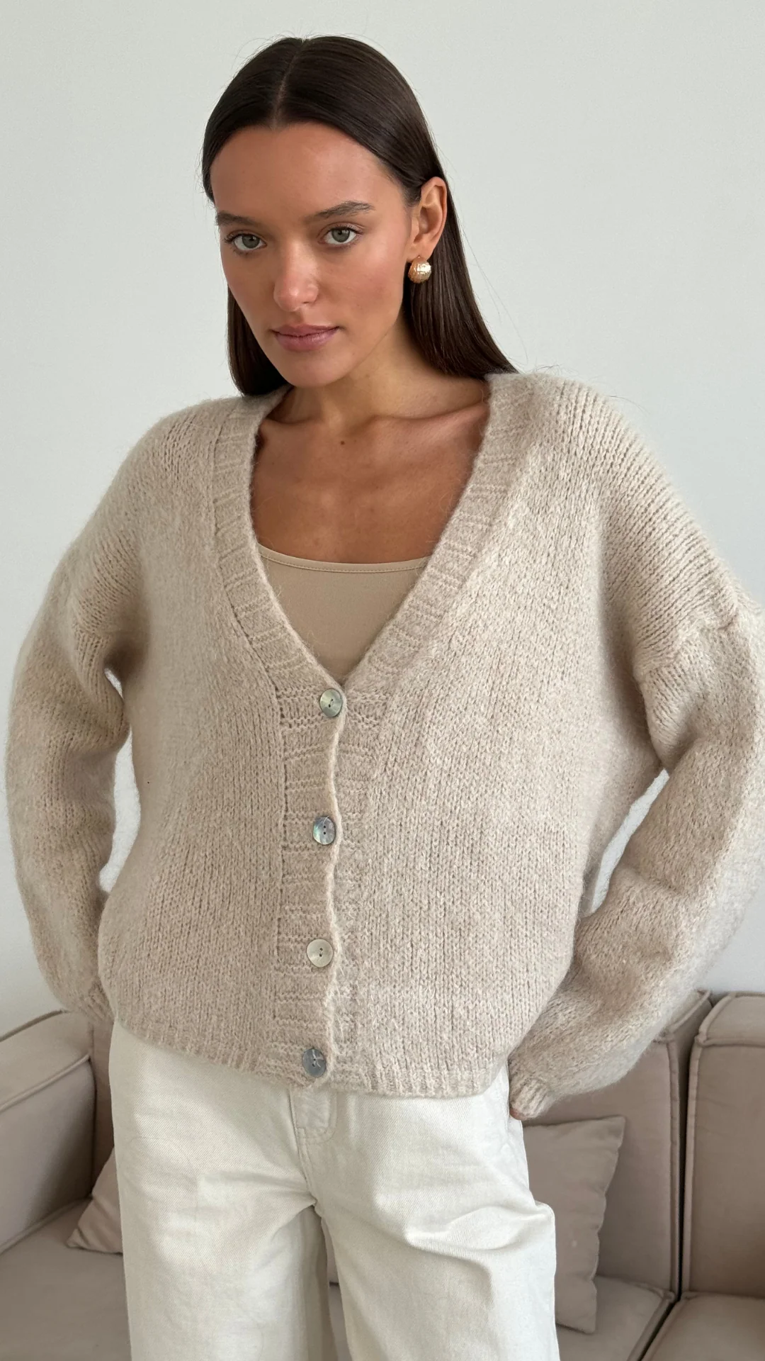 Ruby Cardigan - Stone - Image 7