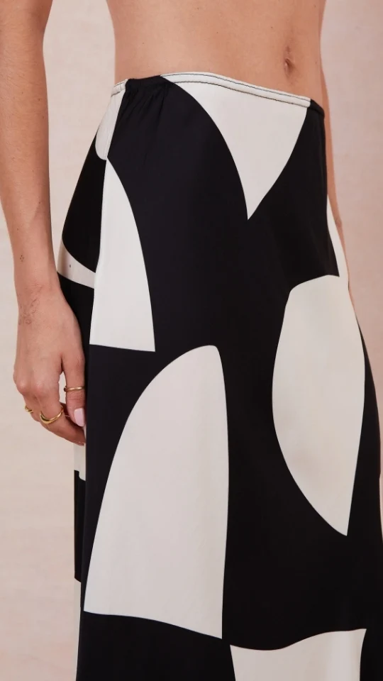 Sasha Satin Printed Skirt - Abstract Print - Image 5