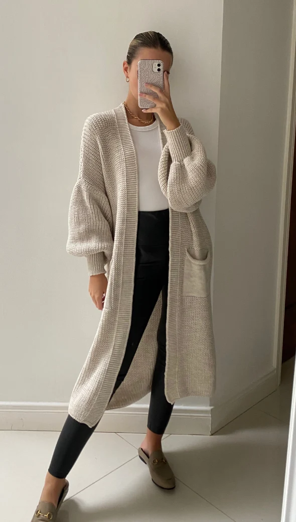 Selma Bell Sleeve Cardigan - Sand - Image 2