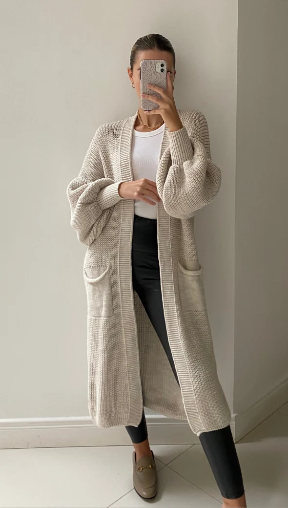 Selma Bell Sleeve Cardigan - Sand - Image 4