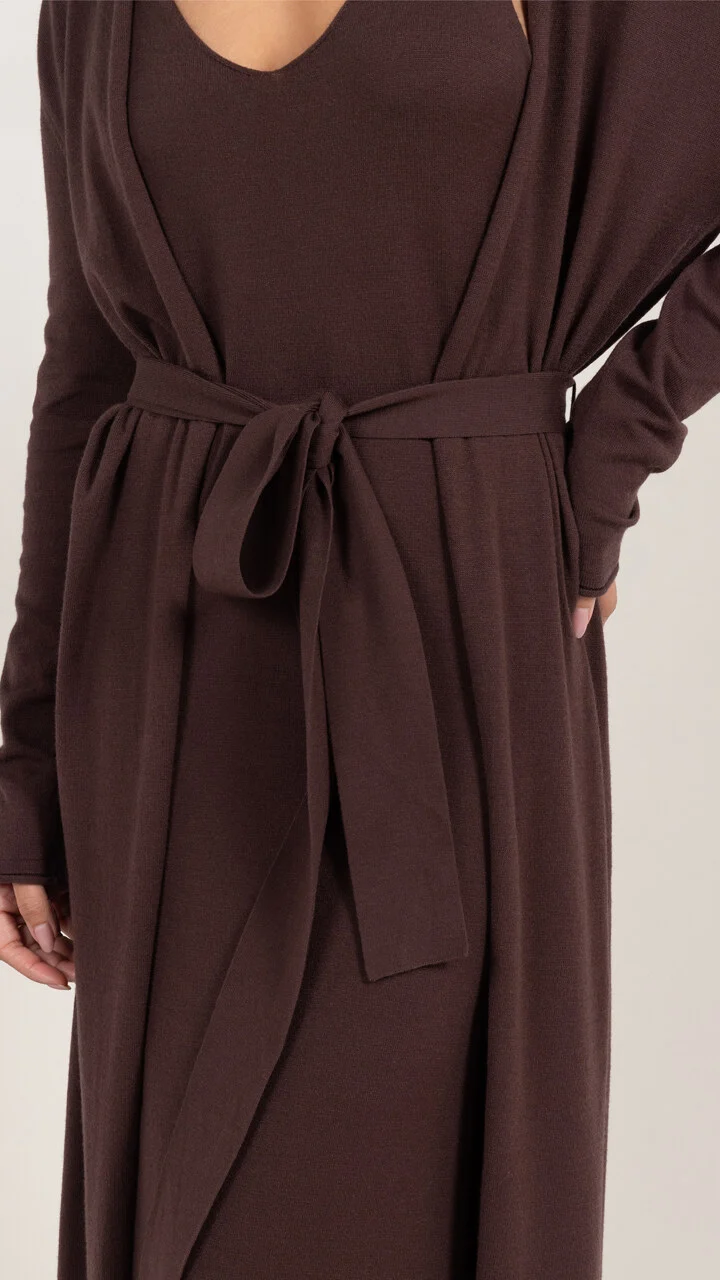 Sofia Long Line Cardigan - Dark Espresso - Image 10