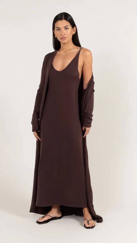 Sofia Long Line Cardigan - Dark Espresso - Image 12