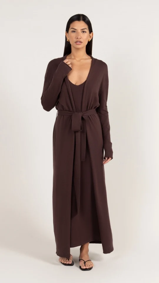 Sofia Long Line Cardigan - Dark Espresso - Image 13
