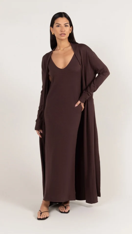 Sofia Long Line Cardigan - Dark Espresso - Image 15
