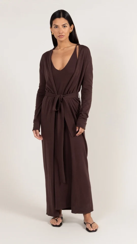 Sofia Long Line Cardigan - Dark Espresso - Image 3