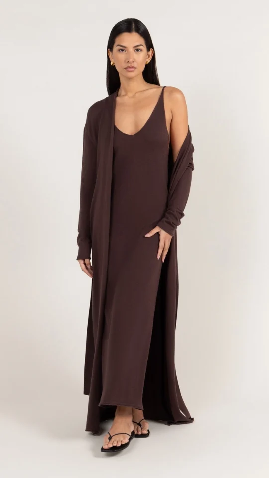 Sofia Long Line Cardigan - Dark Espresso - Image 5