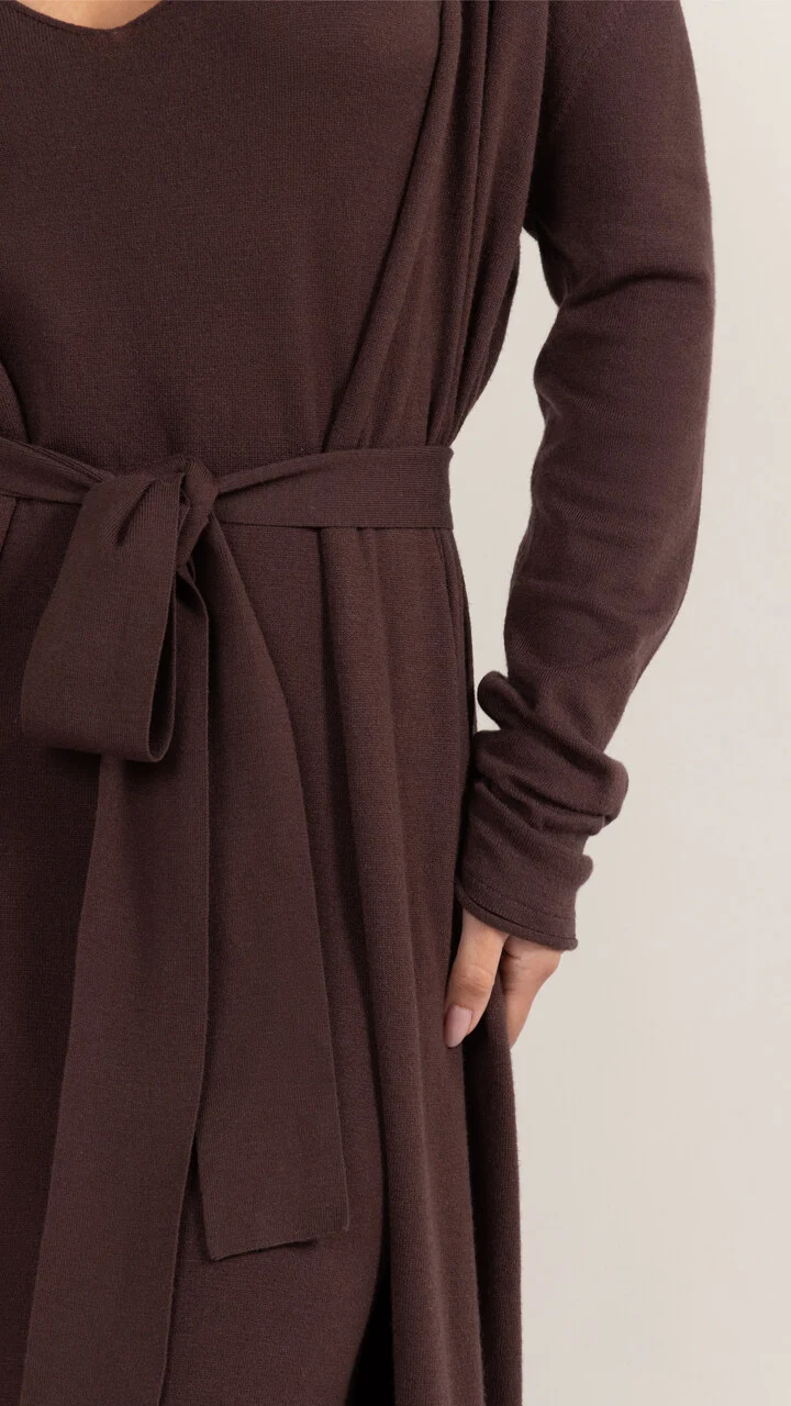 Sofia Long Line Cardigan - Dark Espresso - Image 6