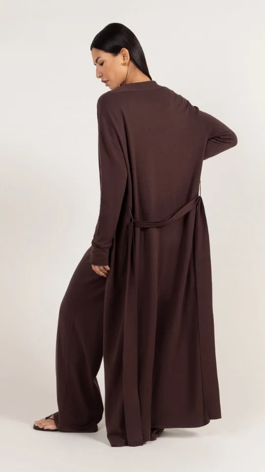 Sofia Long Line Cardigan - Dark Espresso - Image 7
