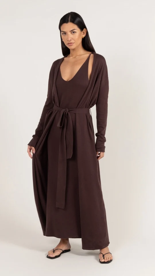 Sofia Long Line Cardigan - Dark Espresso - Image 9