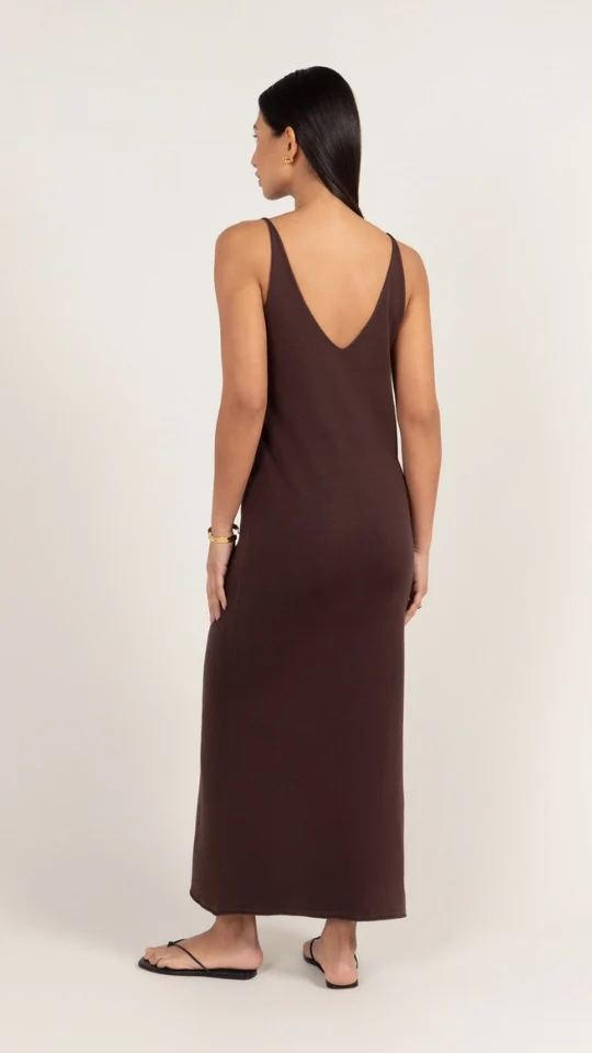 Sofia Knitted Slip Dress - Dark Espresso - Image 5