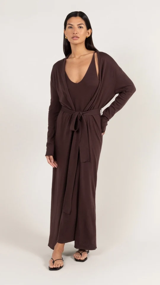 Sofia Knitted Slip Dress - Dark Espresso - Image 7