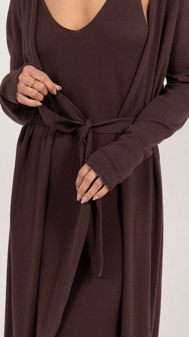 Sofia Long Line Cardigan - Dark Espresso - Image 11