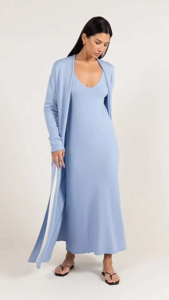 Sofia Knitted Slip Dress - Sky Blue - Image 8