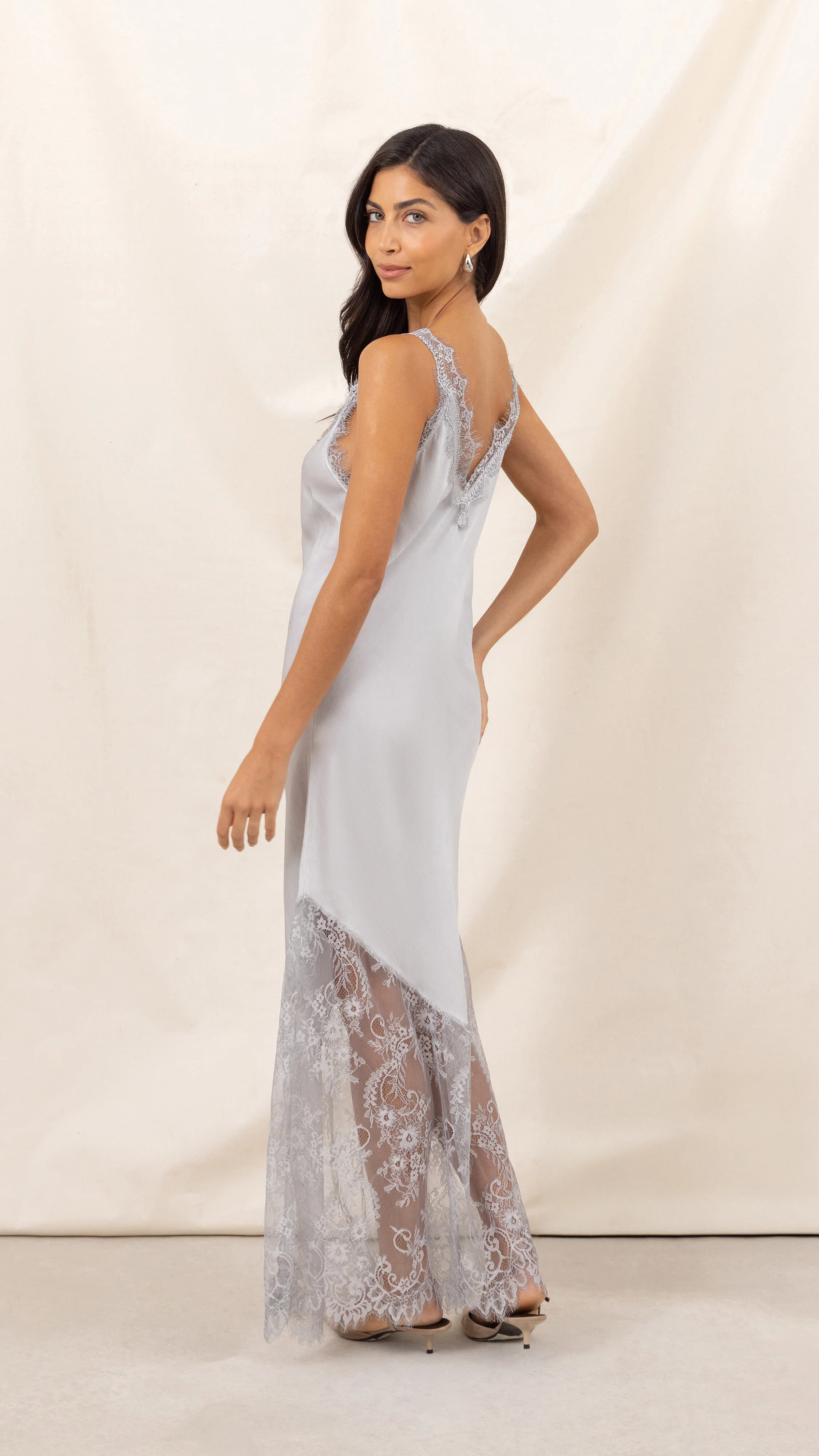 Solange Slip Dress - Pearl - Image 3