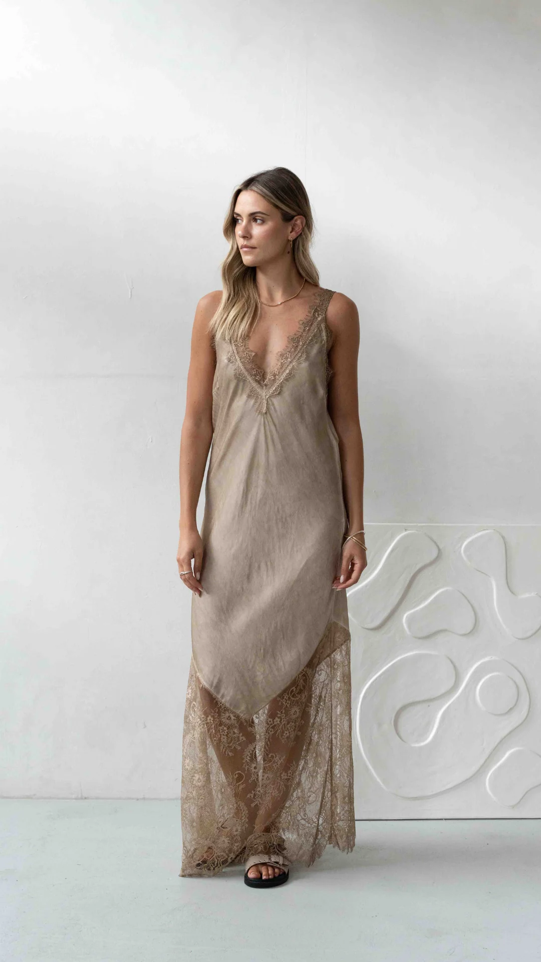 Solange Slip Dress - Sand - Image 2