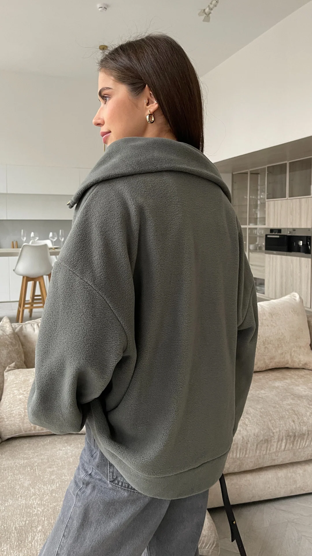 Sophie Half Zip Sweater - Carbon - Image 5