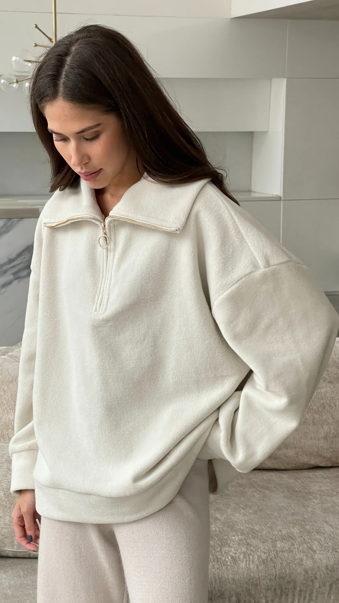 Sophie Half Zip Sweater - Off-White - Image 2