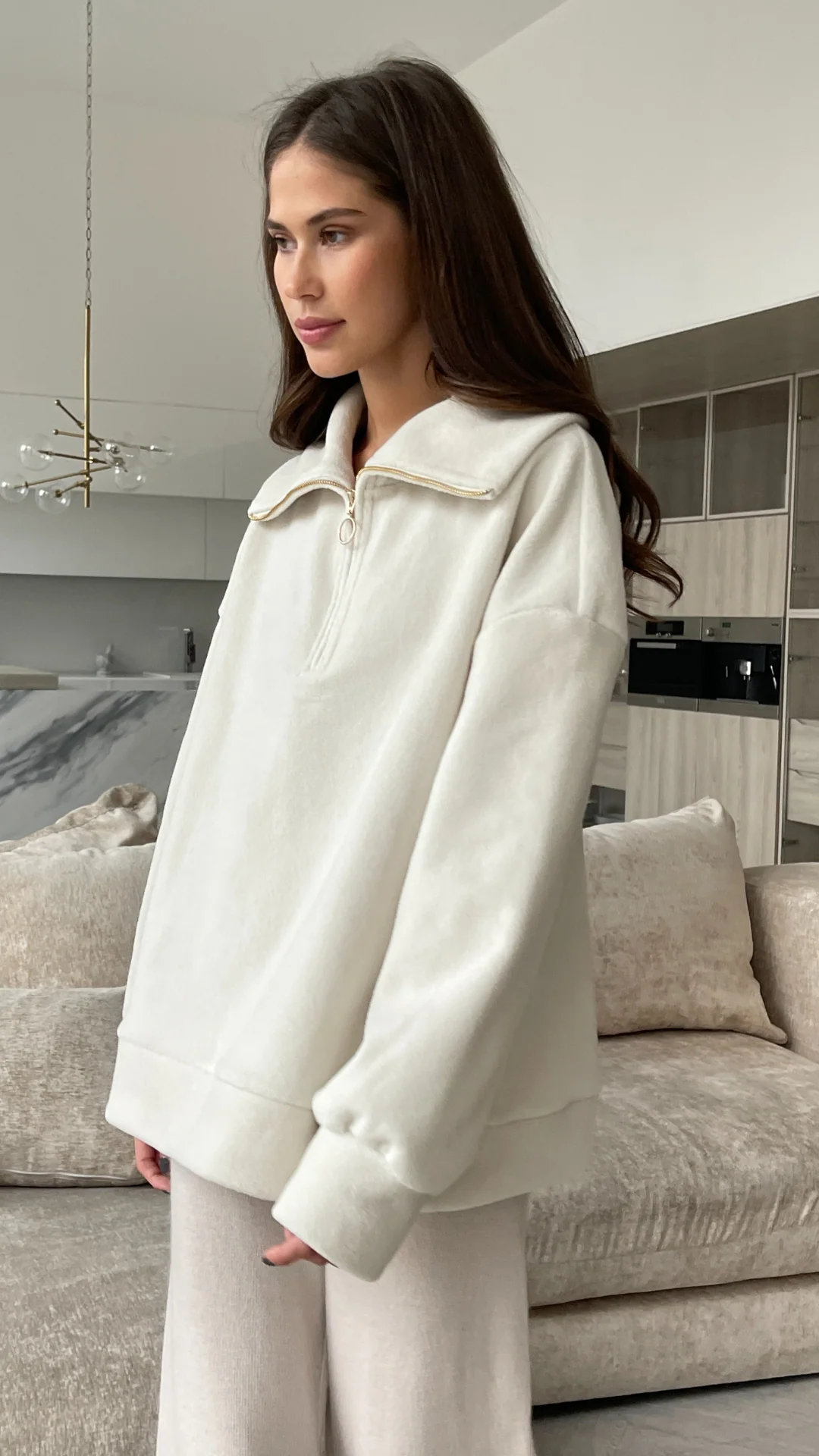 Sophie Half Zip Sweater - Off-White - Image 4