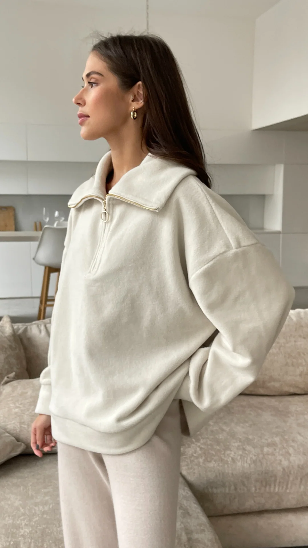 Sophie Half Zip Sweater - Off-White - Image 5