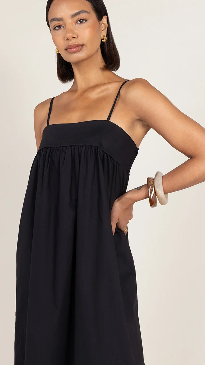 Tara Cotton  Dress - Black - Image 3