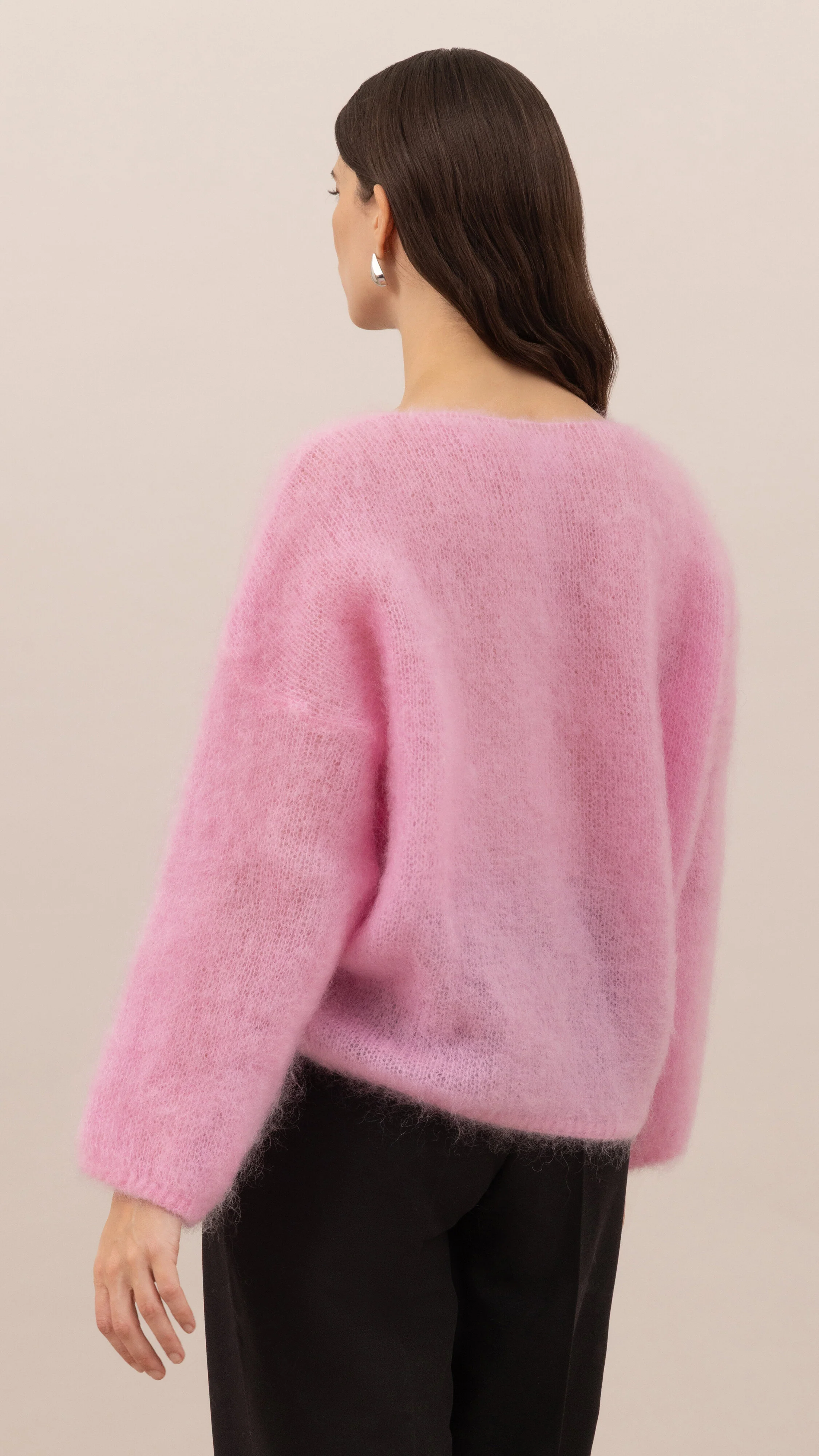 Tess Mohair V-Neck Sweater - Pink - Image 7