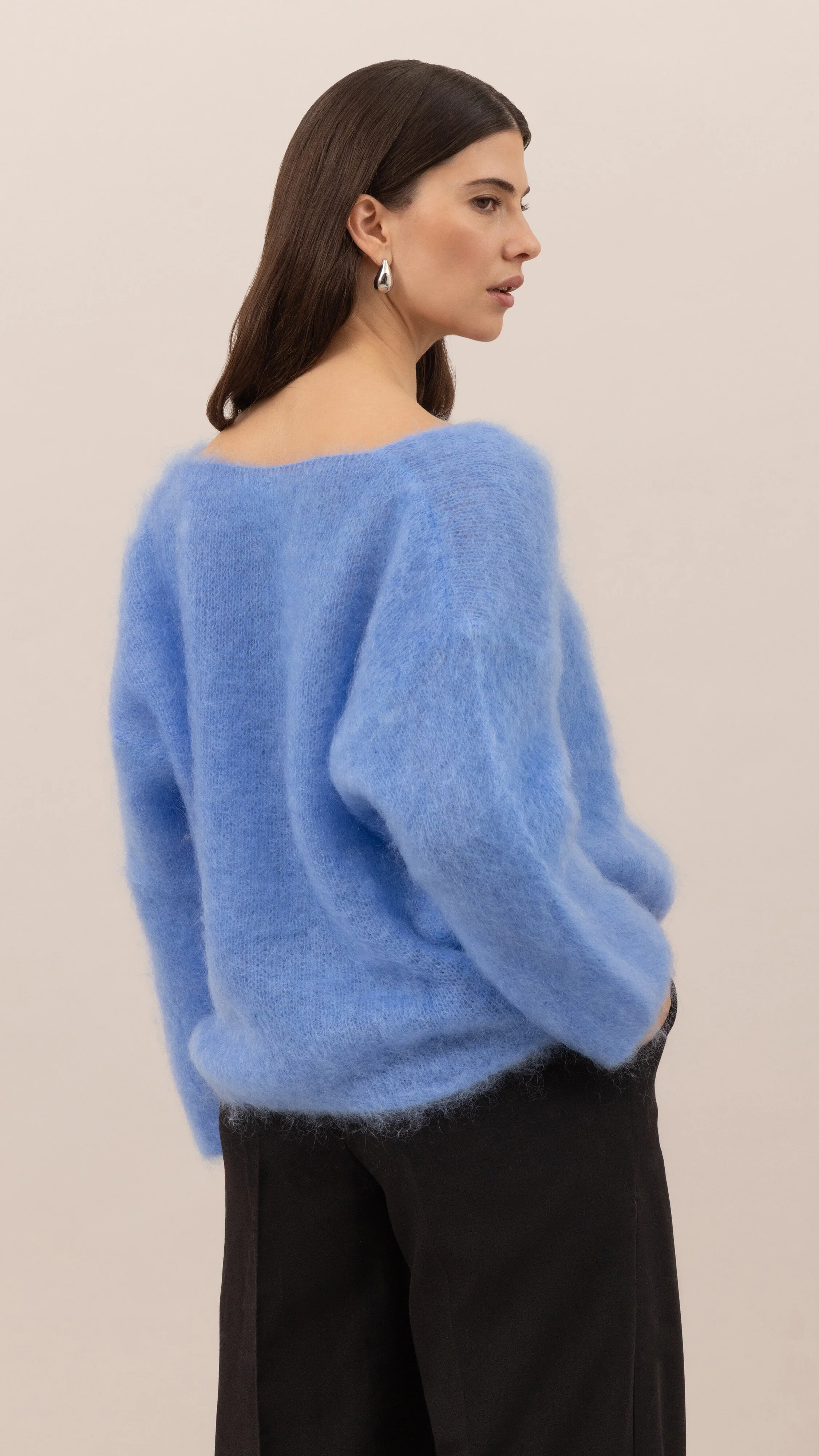 Tess Mohair V-Neck Sweater - Sky - Image 7