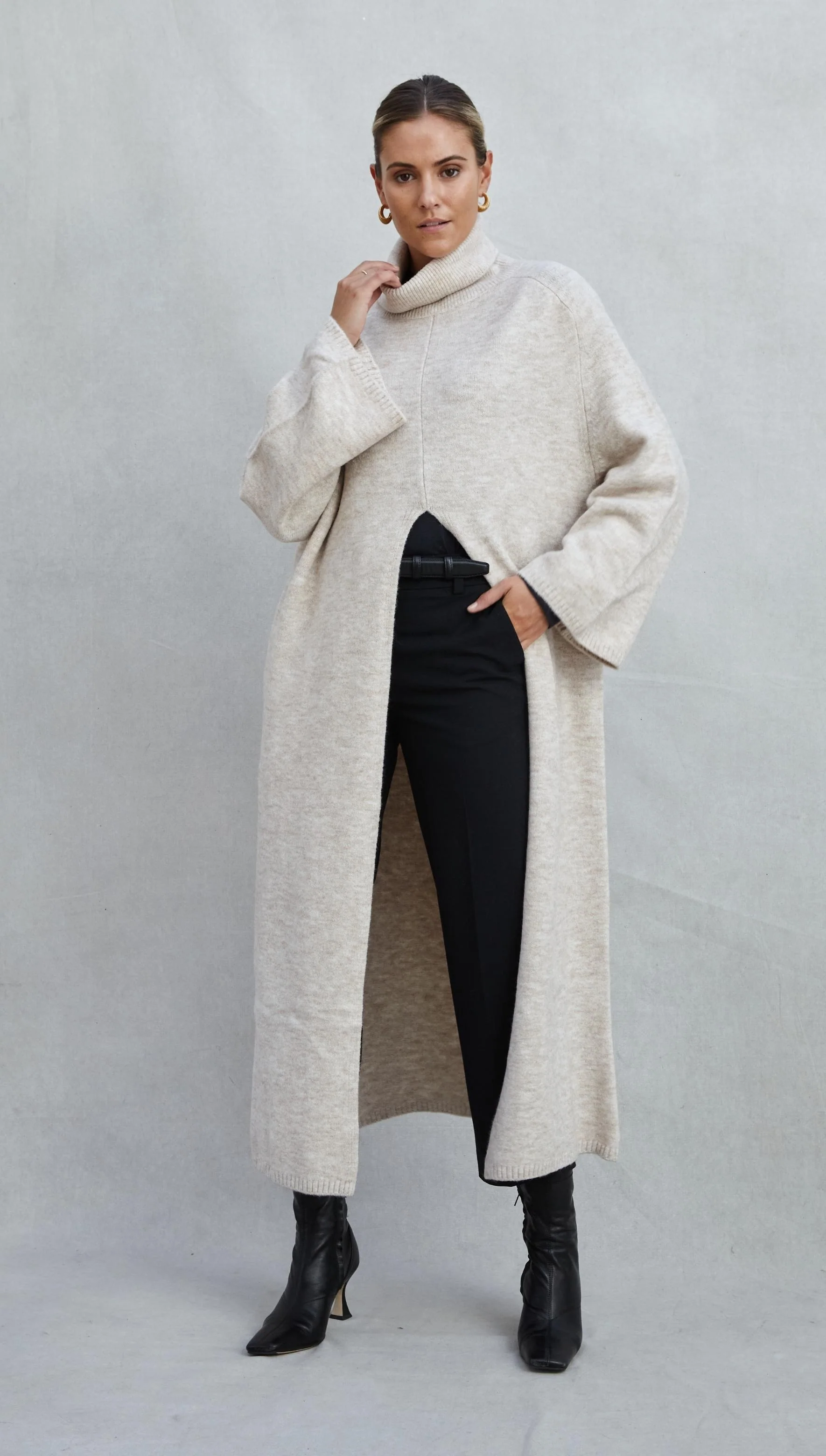 Vivienne Sweater Dress - Sand - Image 7
