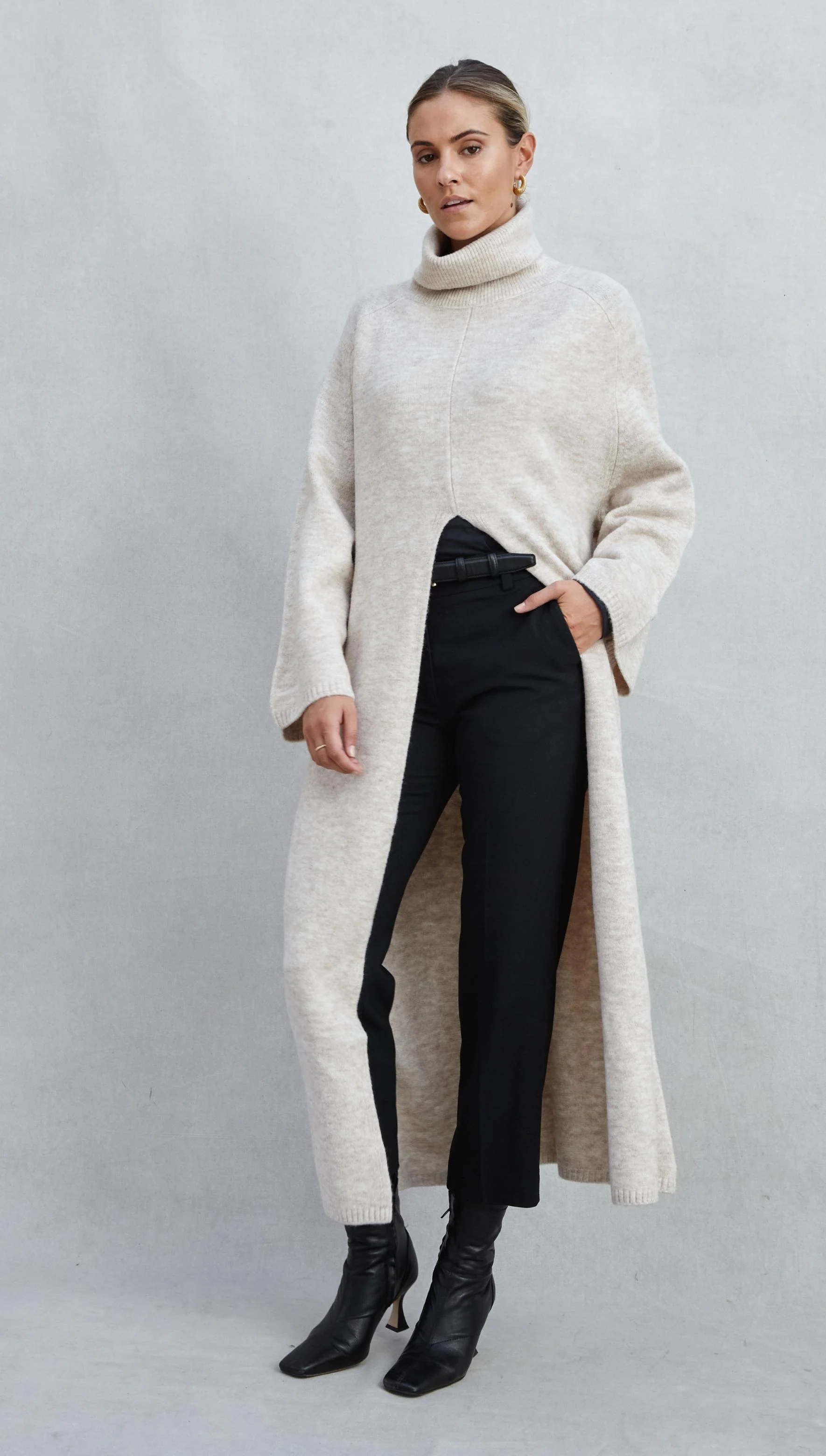 Vivienne Sweater Dress - Sand - Image 9