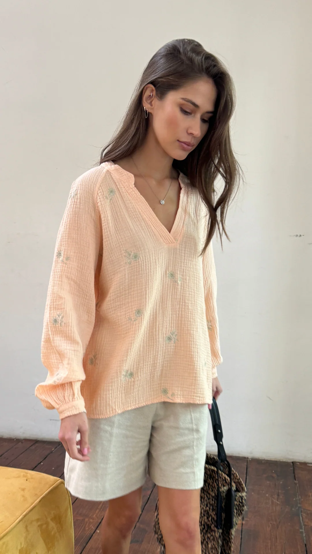 Zaina Embroidered Top - Apricot - Image 11