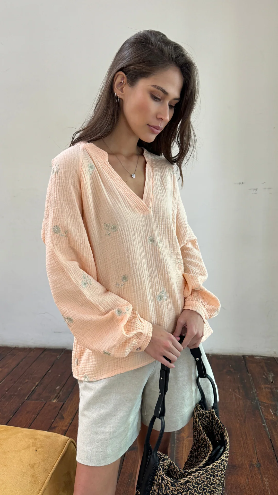 Zaina Embroidered Top - Apricot - Image 12