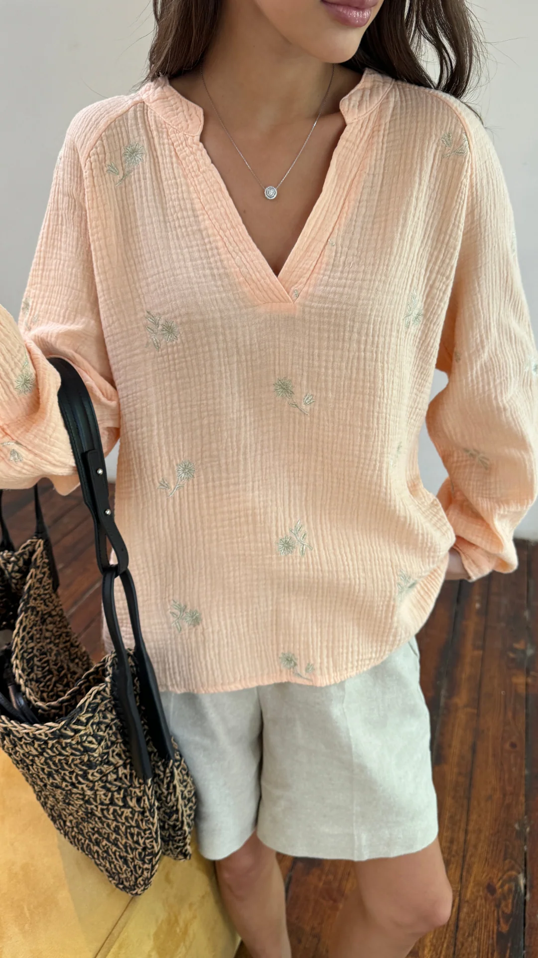 Zaina Embroidered Top - Apricot - Image 15