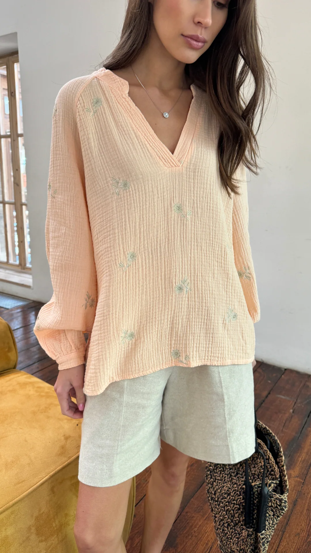 Zaina Embroidered Top - Apricot - Image 16